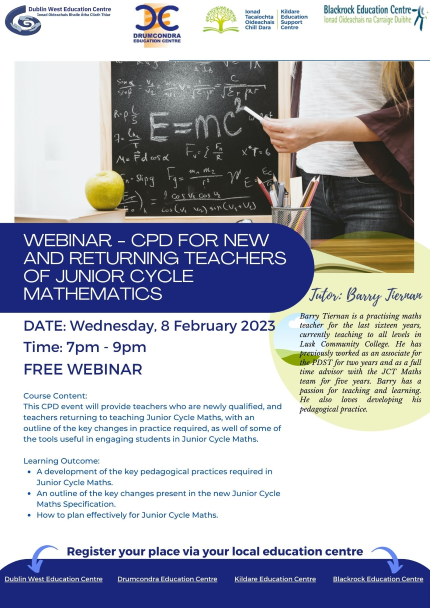 WEBINAR CPD for New and Returning Teachers of Junior Cycle Maths 002